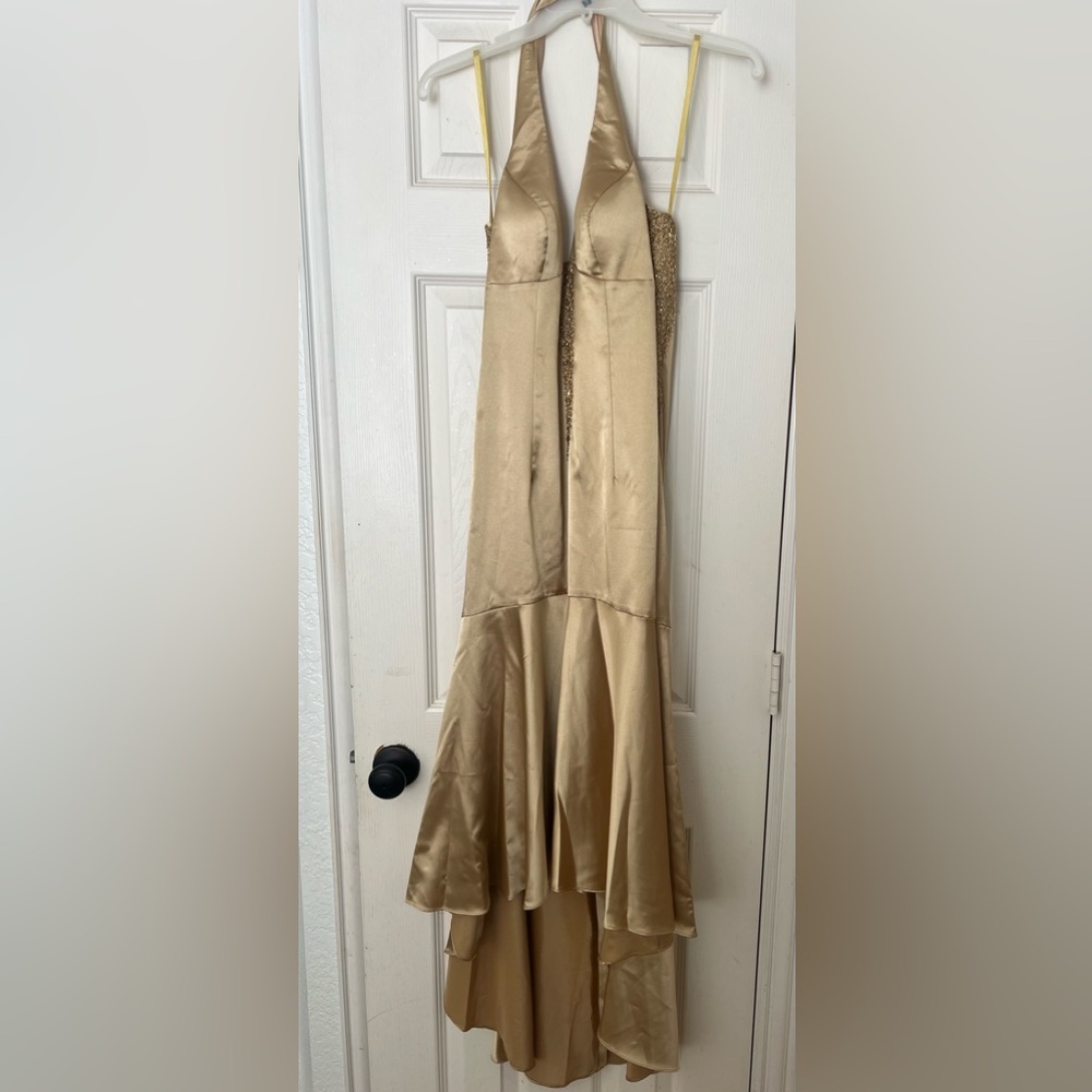 Georgiou Gold high low gown for wedding, prom or party